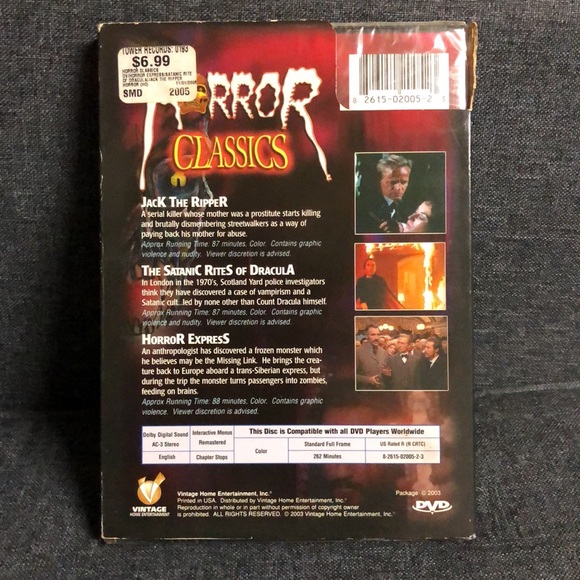 Vintage Movie Classics 3 Horror Films on DVD Dracula Jack The Ripper Express New - Picture 3 of 10
